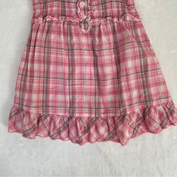So Wear It Declare It Light Pink and White Plaid Babydoll Sz L Top 100% Cotton - Picture 3 of 6